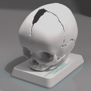 A 3D model of the skull of a 3mo with Sagittal Craniosynostosis
